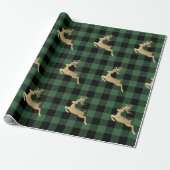 Buffalo Pset Lomberjack Gold Reindeer Green Boerde Cadeaupapier (Uitgerold)