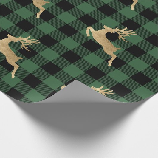Buffalo Pset Lomberjack Gold Reindeer Green Boerde Cadeaupapier (Hoek)