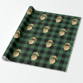 Buffalo Pset Lomberjack Gold Santa Winter Green Cadeaupapier (Uitgerold)