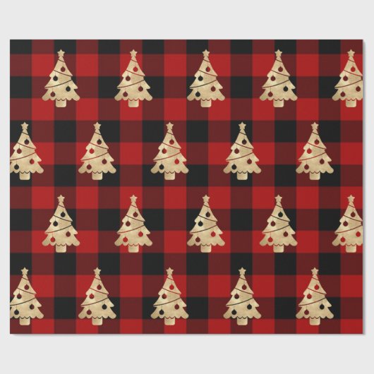 Buffalo Pset Lomberjack kerstboom Gold Cadeaupapier (Vlak)