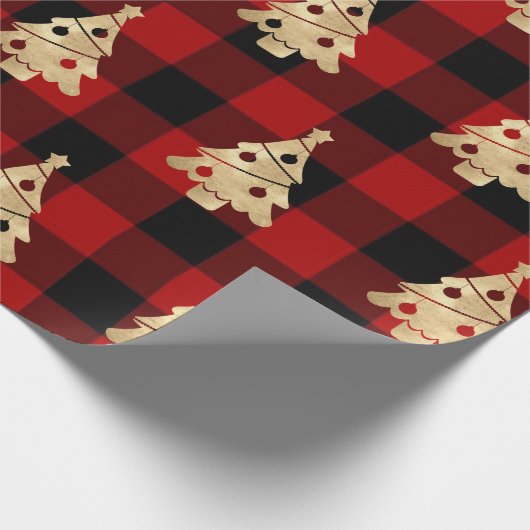 Buffalo Pset Lomberjack kerstboom Gold Cadeaupapier (Hoek)