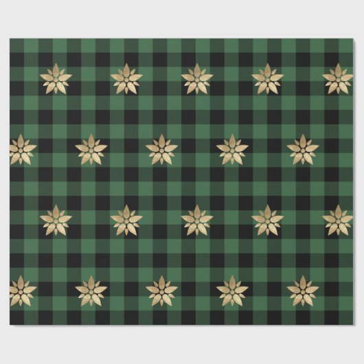 Buffalo Pset Lomberjack Kerststerren Groen Cadeaupapier (Vlak)