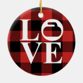 Buffalo Pset Love Curling-kerstversiering Keramisch Ornament (Achterkant)