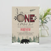 Buffalo Pset Lumberjack First Birthday Invitation Kaart (Staand voorkant)