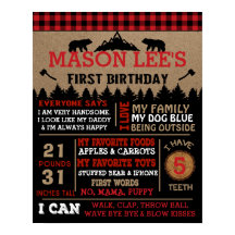 Buffalo Pset Lumberjack First Birthday Poster