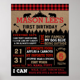Buffalo Pset Lumberjack First Birthday Poster
