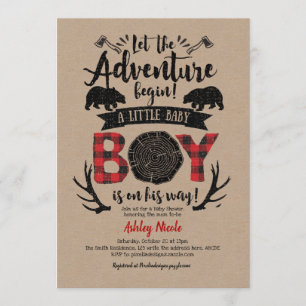 Buffalo Pset, Lumberjack, Rustic, Kraft, Baby Boy Kaart