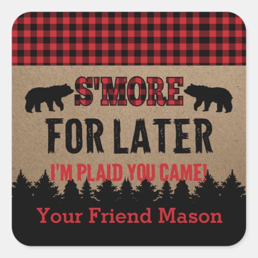 Buffalo Pset Lumberjack S'more Favor Sticker (Voorkant)