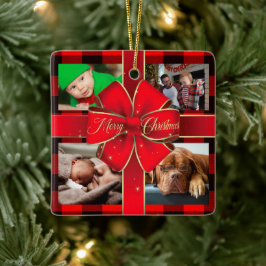 Buffalo Pset Merry Kerstbow Foto Collage Keramisch Ornament