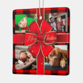 Buffalo Pset Merry Kerstbow Foto Collage Keramisch Ornament (Links)