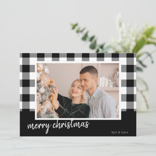 Buffalo Pset Merry kerstfoto Kaart (Staand voorkant)