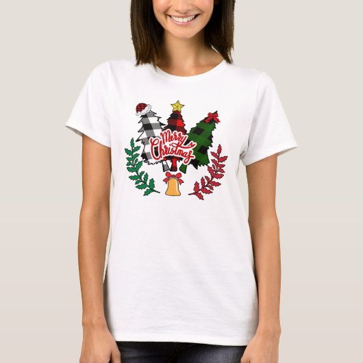 Buffalo Pset Merry Kerstmis Pine met Bell T-shirt (Voorkant)