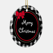 Buffalo Pset Merry Kerstmis Zwart-wit Keramisch Ornament (Rechts)