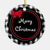 Buffalo Pset Merry Kerstmis Zwart-wit Keramisch Ornament (Voorkant)