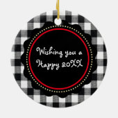 Buffalo Pset Merry Kerstmis Zwart-wit Keramisch Ornament (Achterkant)