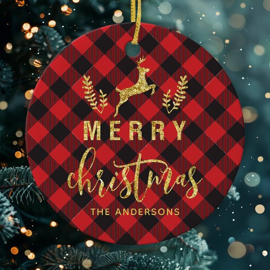 Buffalo Pset Merry-kerstmonogram Keramisch Ornament