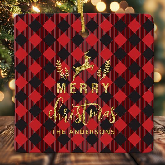 Buffalo Pset Merry-kerstmonogram Keramisch Ornament