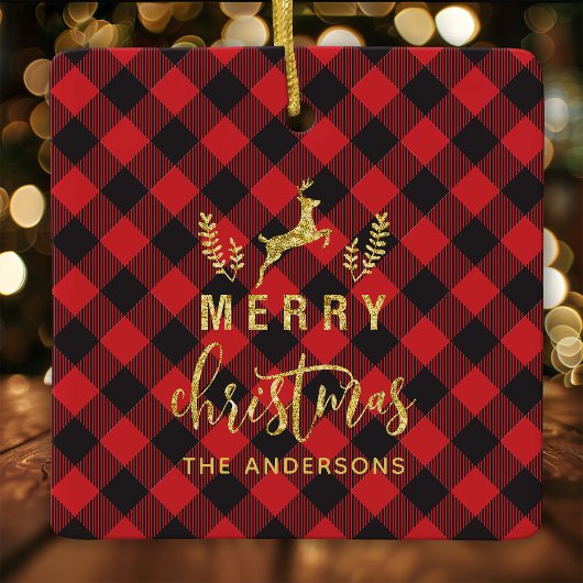 Buffalo Pset Merry-kerstmonogram Keramisch Ornament