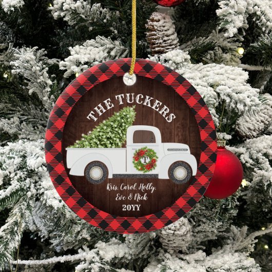 Buffalo Pset Monogram Foto White Truck Keramisch Ornament