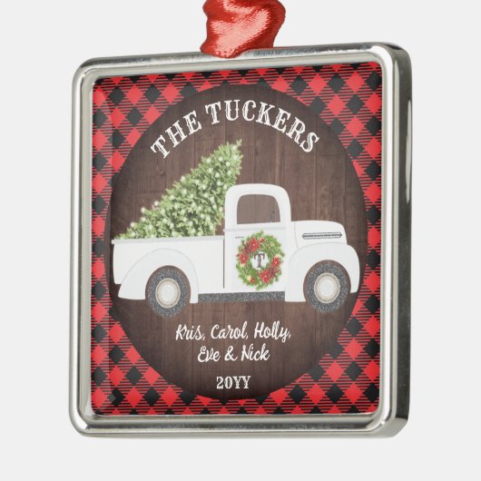 Buffalo Pset Monogram White met Kerstmis Metalen Ornament (Links)