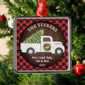 Buffalo Pset Monogram White met Kerstmis Metalen Ornament