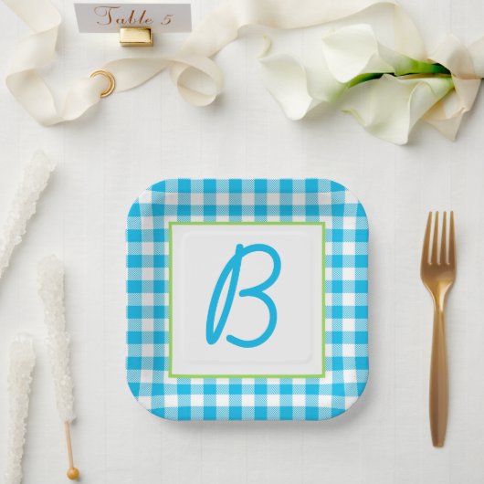 Buffalo Pset Monogrammed Papieren Bordje (Huwelijk)