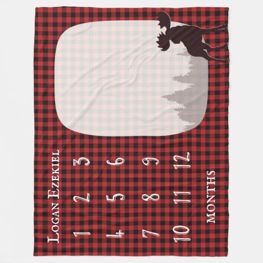 Buffalo Pset Moose Lumberjack Baby Milestone Fleece Deken (Voorkant)