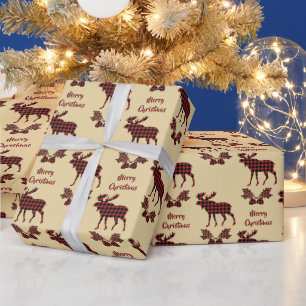 Buffalo Pset Moose Pattern Kerstmis Cadeaupapier