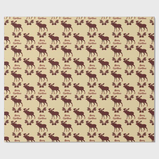 Buffalo Pset Moose Pattern Kerstmis Cadeaupapier (Vlak)