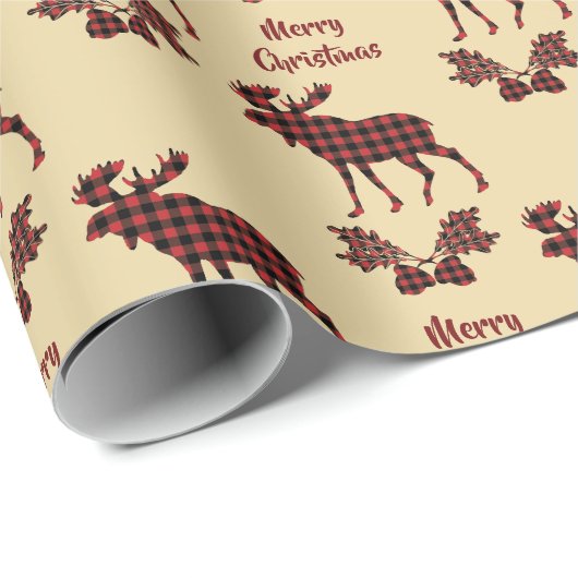 Buffalo Pset Moose Pattern Kerstmis Cadeaupapier (Rol Hoek)