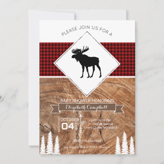 Buffalo Pset Moose Thed Baby shower Kaart (Voorkant)