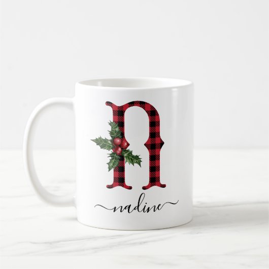 Buffalo Pset N Monogram kerstkoffie Mok (Links)