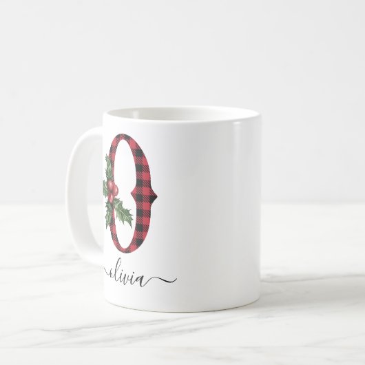 Buffalo Pset O Monogram kerstkoffie Mok (Voorkant links)