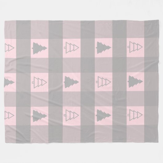 Buffalo Pset Ornament KerstmisTrees Fleece Deken (Voorkant (Horizontaal))