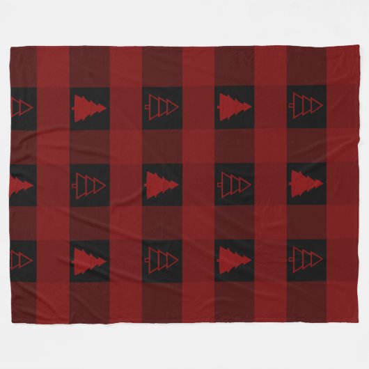 Buffalo Pset Ornament KerstmisTrees Fleece Deken (Voorkant (Horizontaal))