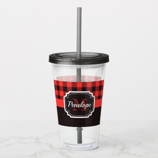 Buffalo Pset Patroon Acryl Drinkbeker (Voorkant)