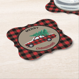 Buffalo Pset Pattern-kerstwagen Kartonnen Onderzetters