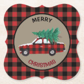 Buffalo Pset Pattern-kerstwagen Kartonnen Onderzetters (Voorkant)