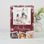 Buffalo Pset Photo Collage Snowflake Kerstmis Feestdagenkaart (Staand voorkant)