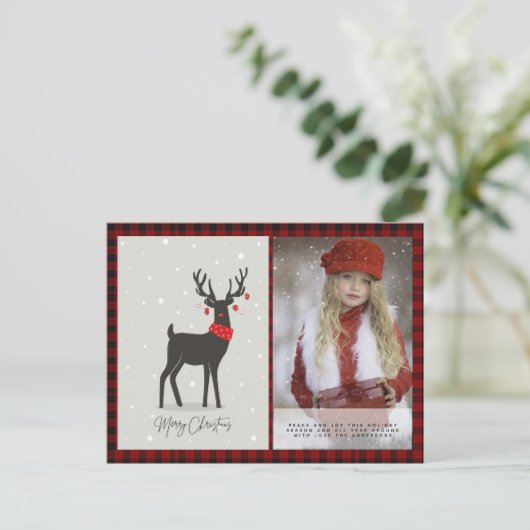 Buffalo Pset Photo Xmas nieuwjaar Folkart Deer Sta Briefkaart (Staand voorkant)
