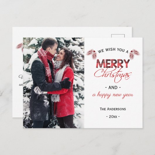 Buffalo Pset Pinecone kerstfoto Feestdagenkaart (Voorkant / Achterkant)