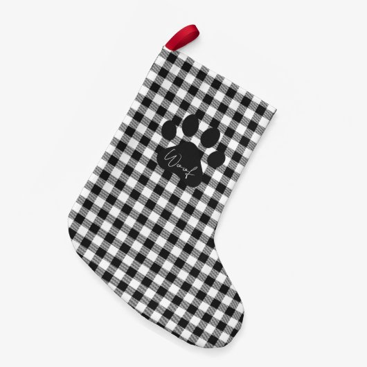 Buffalo Pset Pset Print Black White WOOF Klassiek Kleine Kerstsok (Voorkant (Hangend))