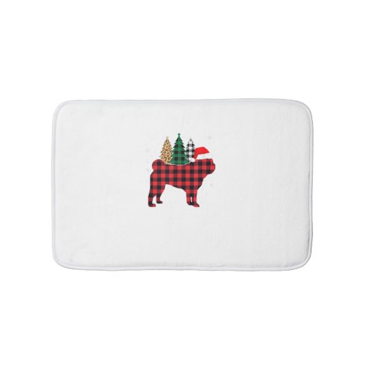 Buffalo Pset Pug Dog Tree-luipaard kerstmis Badmat (Voorkant)