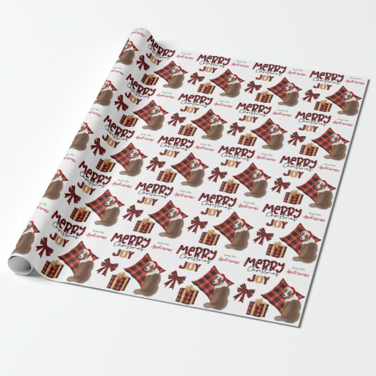 Buffalo Pset Red Aussie Dog Kerstmis Cadeaupapier (Uitgerold)