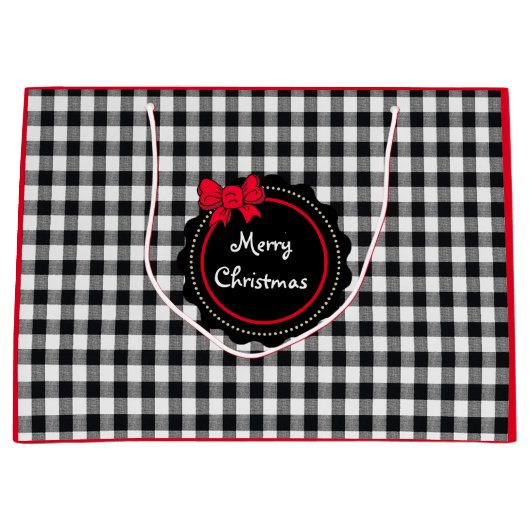 Buffalo Pset Red Bow Merry Kerstgemiddelde Groot Cadeauzakje (Voorkant)