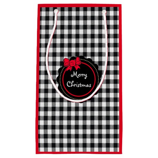 Buffalo Pset Red Bow Merry Kerstmis Klein Cadeauzakje (Voorkant)