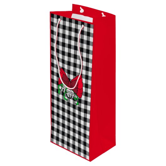 Buffalo Pset Red Bow Merry Kerstmis Wijn Cadeautas (Achterkant Gekanteld)