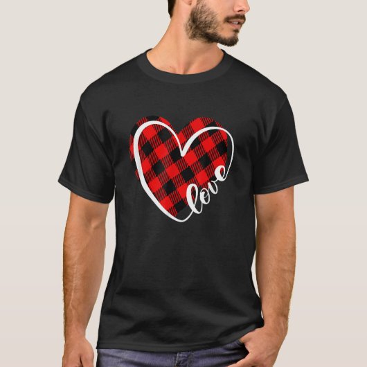 Buffalo Pset Red en Black Valentijn Heart Love W T-shirt (Voorkant)