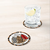 Buffalo Pset, Red Gingham, kerstbomen Ronde Kartonnen Onderzetter (Insitu)