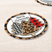 Buffalo Pset, Red Gingham, kerstbomen Ronde Kartonnen Onderzetter (Gebogen)